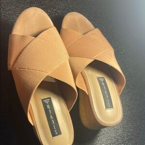 Steve Madden Tan Mules Suede-Like Slip-On